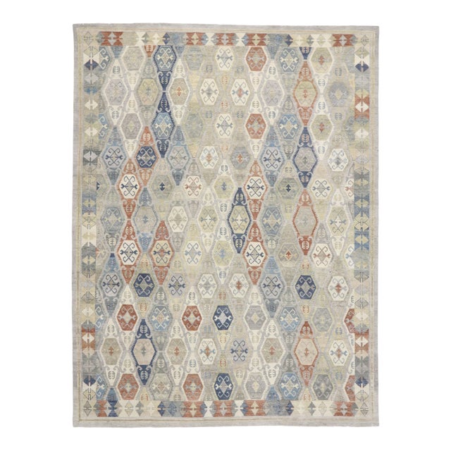 Oushak Style Distressed Rug, 09'11 X 12'11 For Sale