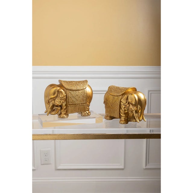 2020s Royal Gold Elephant Bookends, Set of 2 For Sale - Image 5 of 8