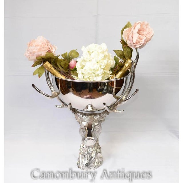 Silver-Plated Stag Champagne Cooler For Sale - Image 9 of 9