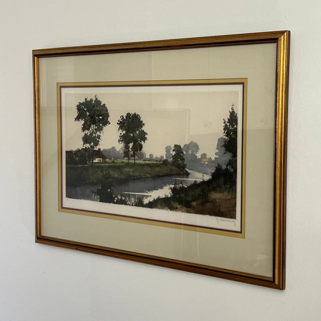 Mid 20th Century Vintage Impressionist Landscape Print Signed and Numbered 40/150 by Roger Hebbelinck (Belgium), Framed For Sale - Image 5 of 11