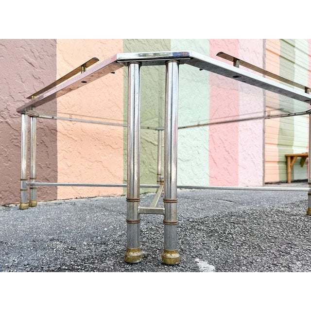 1970s Palm Beach Regency Metal Faux Bamboo Coffee Table For Sale - Image 10 of 10