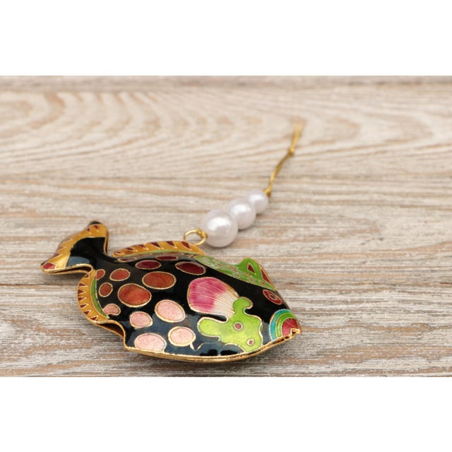 Cloisonné Spotted Fish Christmas Ornaments - a Pair For Sale - Image 4 of 5