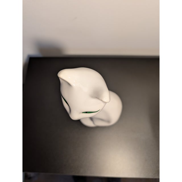 White Mid Century Modern Ceramic Cat Figurine For Sale - Image 8 of 11