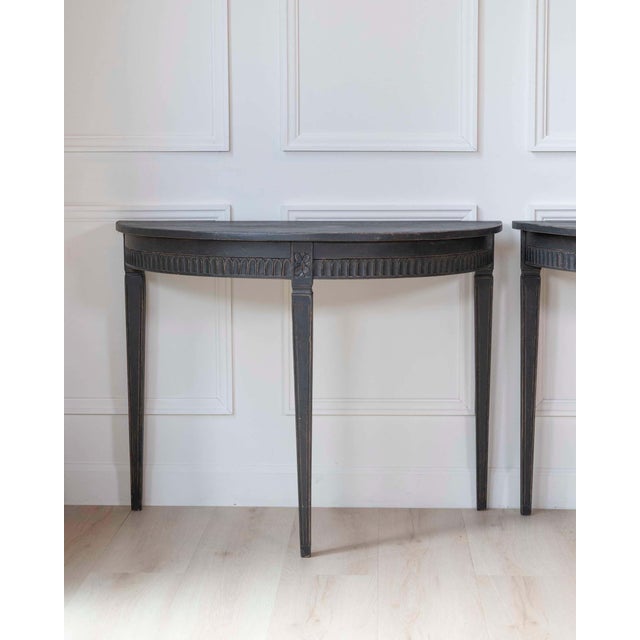 Pair of Swedish Demi-Lune Tables, circa 1880 For Sale - Image 4 of 11
