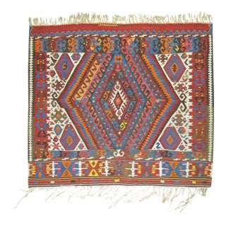 Antique Square Turkish Tribal Kilim - 4'4" x 5'2" For Sale