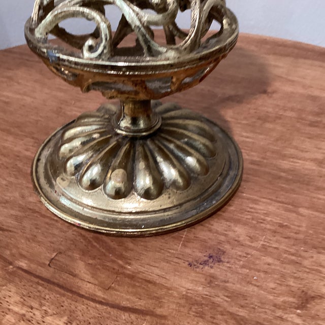 Antique Gold Pillar Candle Holder Chairish