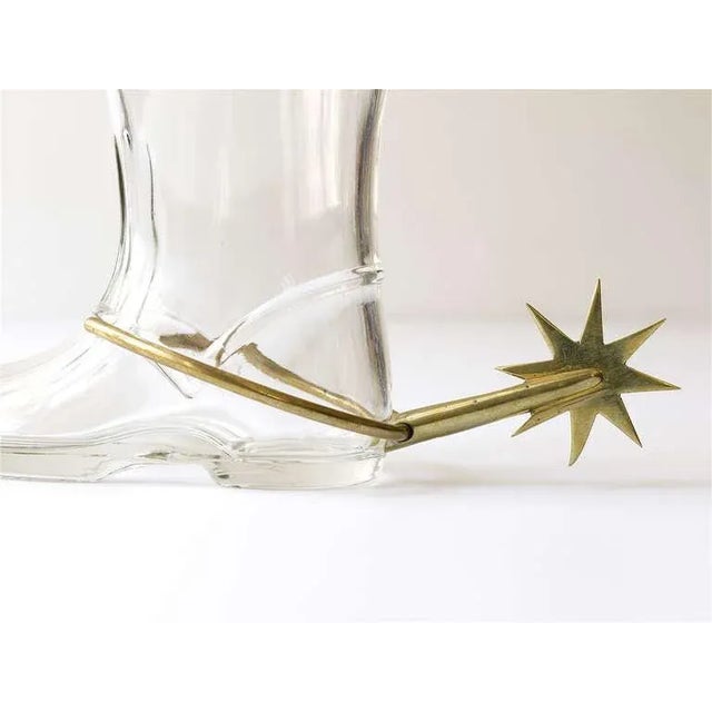 Metal Austrian Boot Drinking Pitcher in Glass with Brass Spur by Carl Auböck, 1950s For Sale - Image 7 of 8