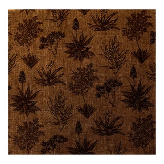 Vintage Robert Allen Botanical Print Slub Linen Fabric- 5.25 Yards For Sale