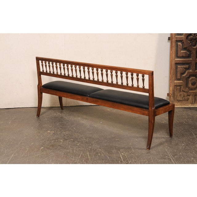 American Mid 20th Century Yale Burge Spindle-Back Bench W/ Black Seat For Sale - Image 3 of 13