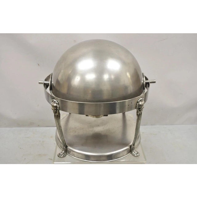 Vintage Regency Silver Plated Steel Round Catering Serving Chafing Dish W/ Lions For Sale - Image 12 of 12