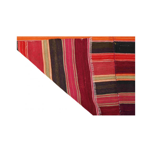 Vintage Striped Turkish Kilim Rug - 5`0" X 6`1" For Sale - Image 4 of 6