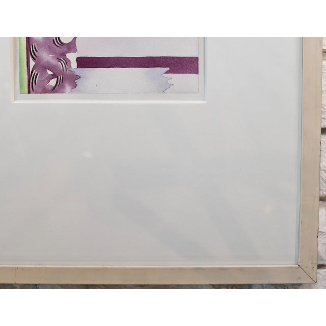 Purple Shirley Kaneda Original Acrylic Paper Painting Abstract Framed For Sale - Image 8 of 12