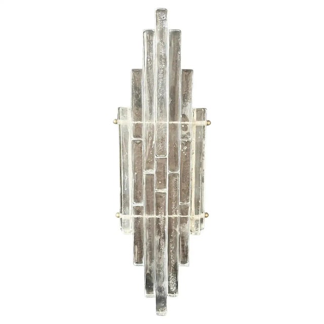 Monumental stacked glass Linea wall sconces designed by Albano Poli and manufactured in Italy in the Seventies by Poliarte...