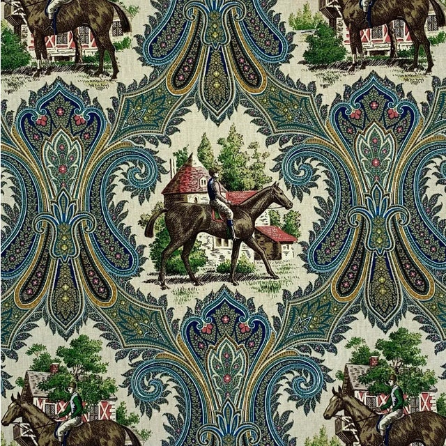 Brand New Pillow Covers Fabric Manufacturer: P Kaufmann Pattern: Horse, Jockey, Equestrian, Paisley Color: Blue, Brown,...