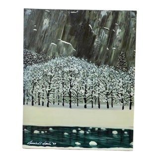 Nature Landscape Painting - Original Acrylic Art by Randell Seals 16x20 Inches, Scenic Decor Forest Wall Art 1998 For Sale