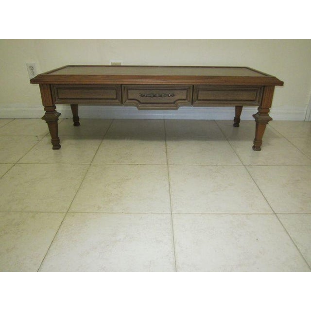 1970s Vintage Bassett Walnut Wood Cocktail Coffee Table One Drawer For Sale - Image 9 of 12
