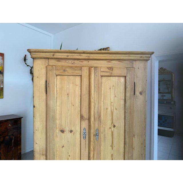 Biedermeier Farmhouse Natural Wood Cupboard in Softwood For Sale - Image 10 of 14