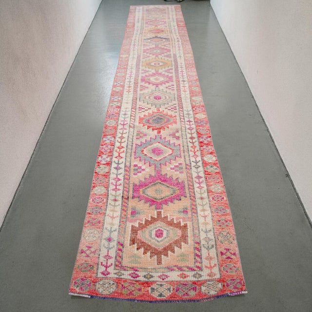 This exceptional 1960s runner originates from the Eastern Anatolian region of Turkey, hand-knotted by village artisans for...