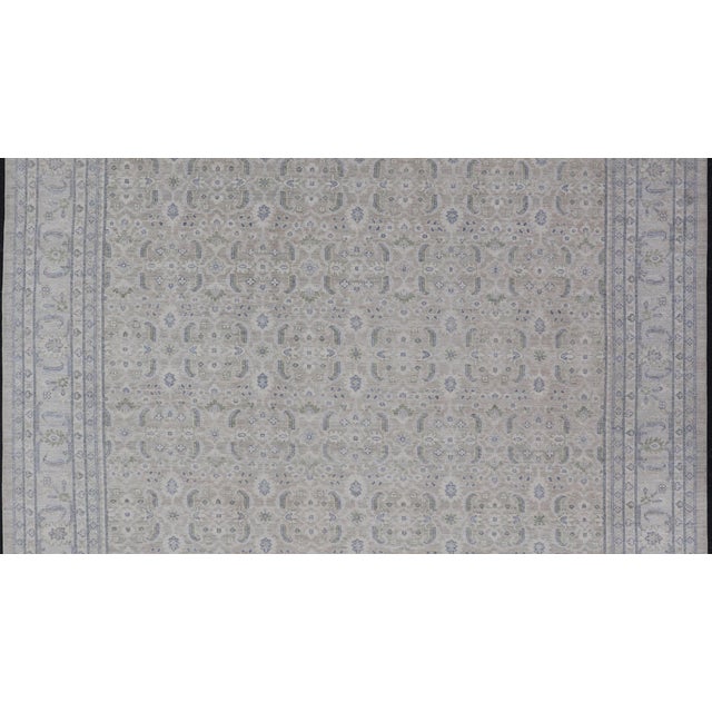 Keivan Woven Arts Square Modern Oushak on Light Cream Background 11'10 X 12'2 For Sale - Image 4 of 11