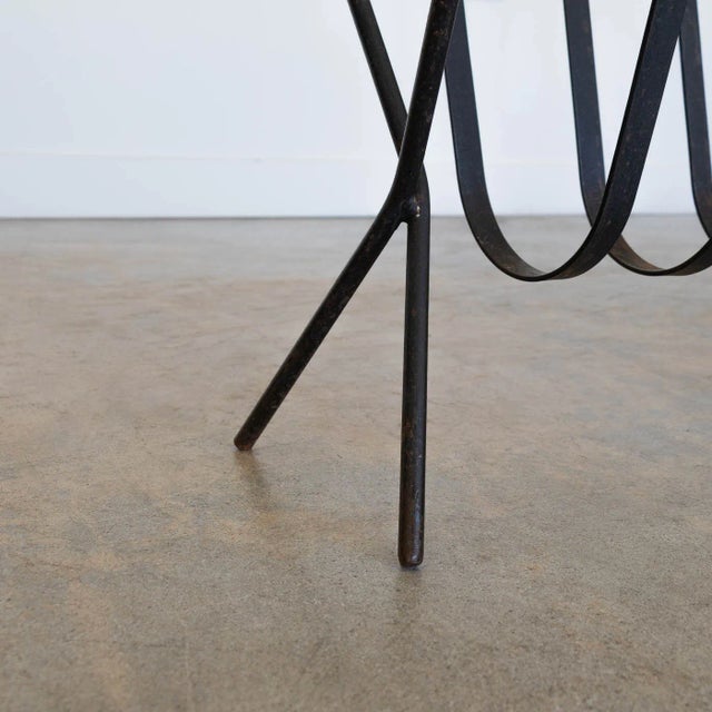 1940s Iron and Leather Magazine Rack in the Style of Jacques Adnet For Sale - Image 11 of 11