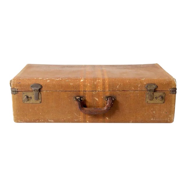 Vintage Striped Suitcase For Sale