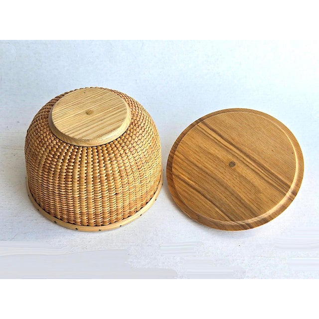 Nathan Taylor Nantucket Woven Basket Jar With Ash Wood Lid For Sale - Image 11 of 15