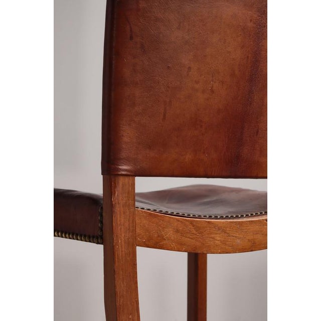 Brown Red Chair in Oak and Nigerian Goat Leather by Kaare Klint for Rud. Rasmussen, 1937 For Sale - Image 8 of 18