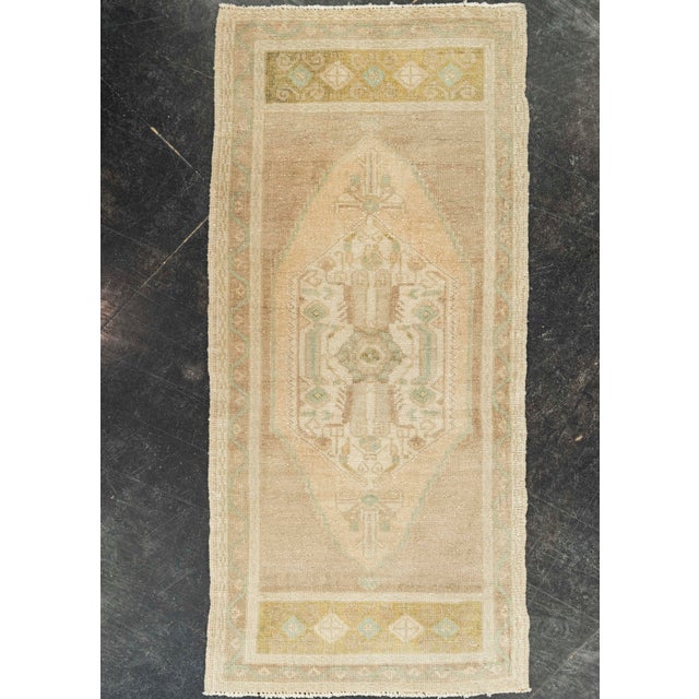 Taupe Turkish Mini Rug Oriental Hand Knotted Vintage Rug 1'8" x 3'7" #21036 For Sale - Image 8 of 8