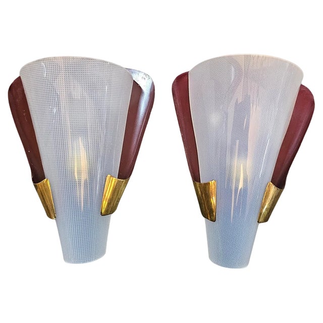 Mid-Century Modern Brass Sconces from Stilnovo, 1950s, Set of 2 For Sale