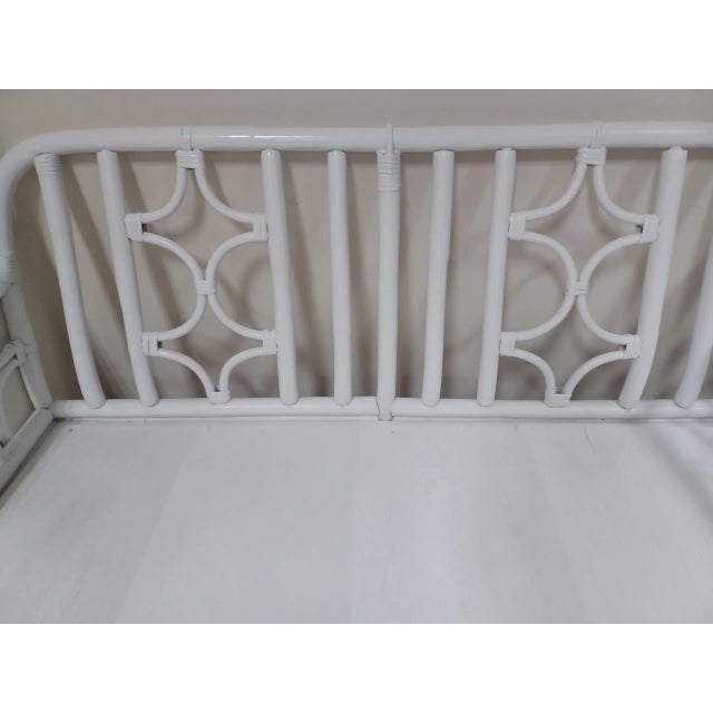 Vintage Chinoserie Painted Bamboo Loveseat For Sale - Image 4 of 5