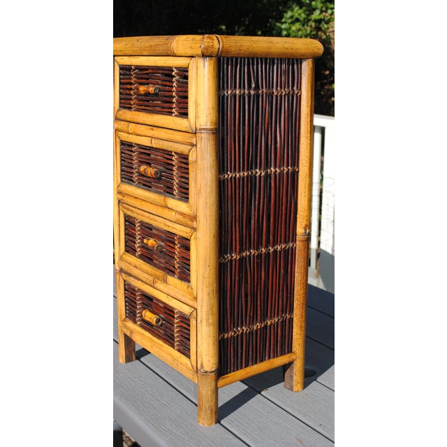 Modern Modern Burnt Bamboo 4 Drawer Occasional Night Table For Sale - Image 3 of 10