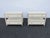 Cream Bernhardt Hollywood Regency Bonded Leather Large Nightstands Chests a Pair 6660 For Sale - Image 8 of 18