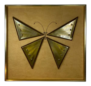 1960s Mixed Metals Brutalist Butterfly Wall Art