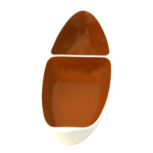 Mid Century Modern Ceramic White & Rust Taylor Smith Boat Shaped Divided Bowl
