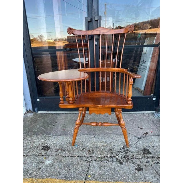 American 20th Century Colonial Revival, Windsor Writing Armchair For Sale - Image 3 of 12