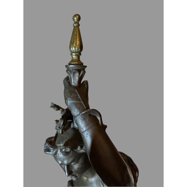 Antique Victorian Figural Cast Metal 29" Figural Warrior Maiden Statue Sculpture For Sale - Image 6 of 10