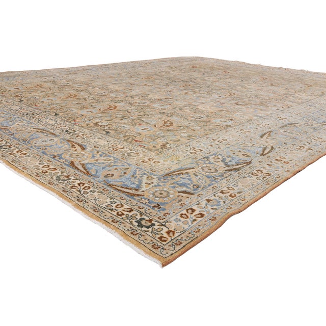 54148 Antique Persian Mashhad Rug, 10'03 x 13'05. The Safavid Reverie: An Antique Persian Mashhad Masterpiece of Arcadian...