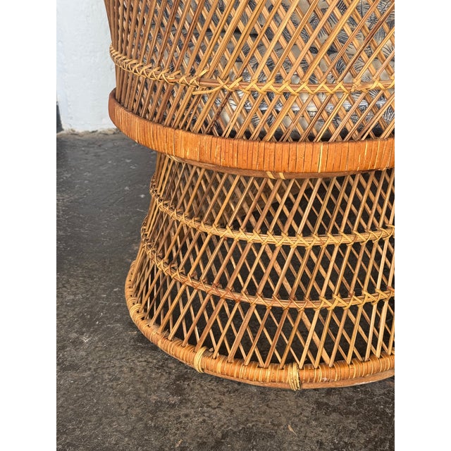 Vintage Boho Peacock Wicker Chaise With Tropical Cushions For Sale - Image 11 of 18