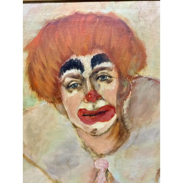 Mid-Century Modern 1968 Original Oil Painting by a.f. The Clown For Sale - Image 3 of 8