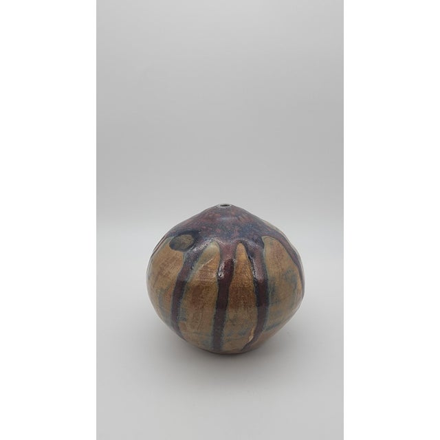 Brown Mid-Century Modern Oxblood & Cobalt Studio Pottery Weed Pot, USA For Sale - Image 8 of 10