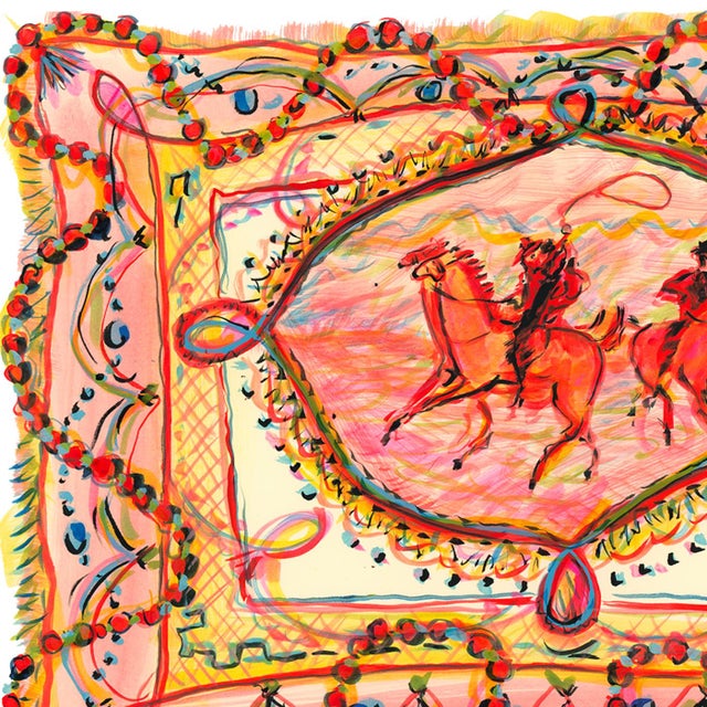 Contemporary Pink Roping With Pearls Original Contemporary Figurative Print by Pauline De Roussy De Sales For Sale - Image 3 of 4