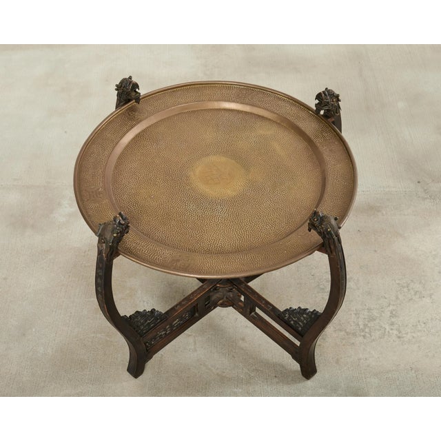Mid 20th Century Chinese Qing Style Brass Tray Table With Dragon Supports For Sale - Image 5 of 13