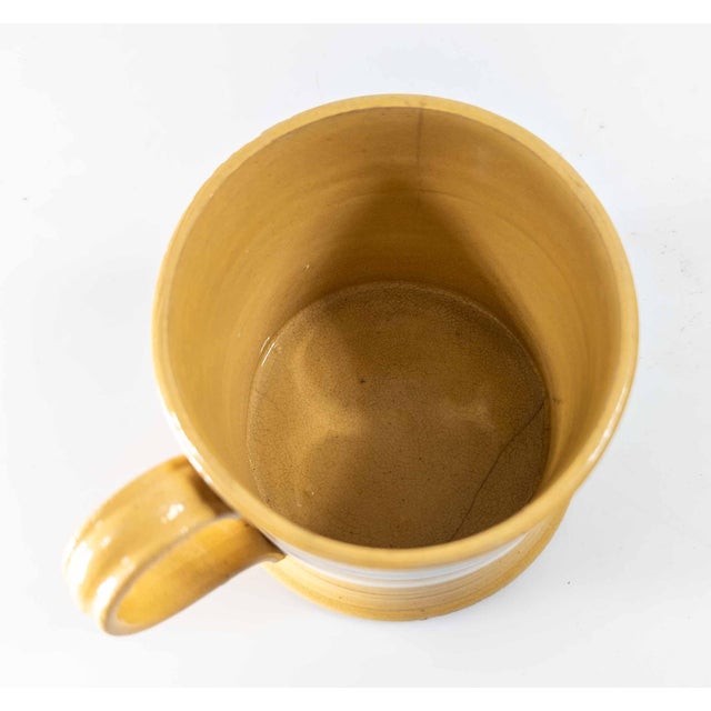 19th Century 19th Century American Yellowware Mocha Mug With White and Black Rings For Sale - Image 5 of 10