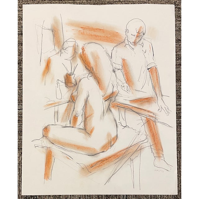Figurative 1995 Neil Meitzler Artist's Studio Drawing For Sale - Image 3 of 3