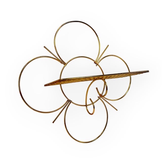 1950s Atomic Mid-Century Gold Wire Daisy Flower Wall Shelves, a Pair For Sale - Image 9 of 10