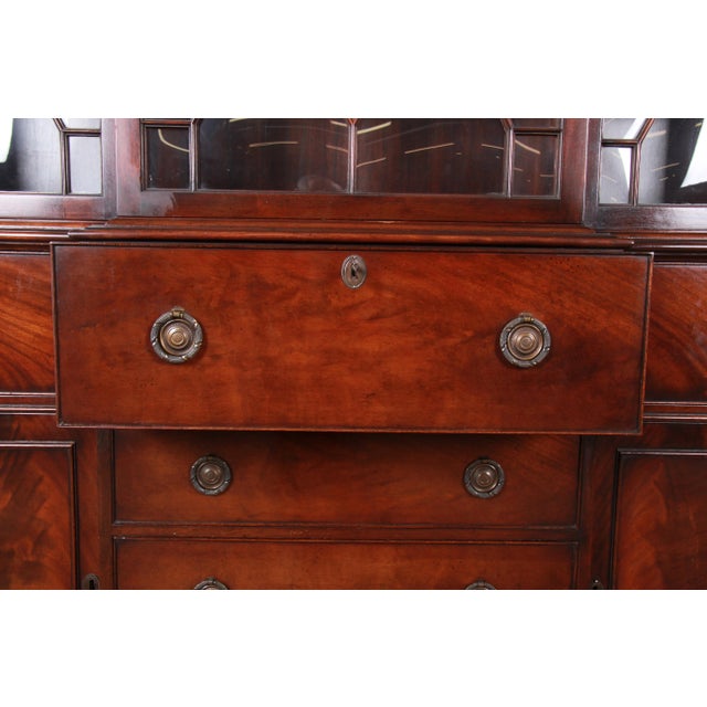 Baker Furniture Mahogany Breakfront Bookcase Cabinet With ...