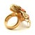 1970s Italian 18k Gold Coral & Diamond Flower Statement Ring, Size 8 For Sale - Image 4 of 14