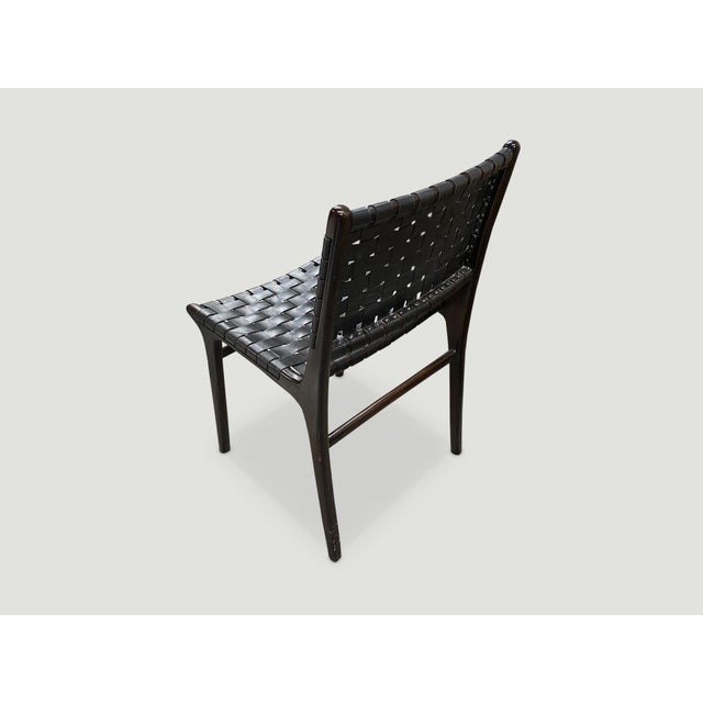 Contemporary Andrianna Shamaris Modern Chair Series Single Backed Leather Woven Chair For Sale - Image 3 of 6