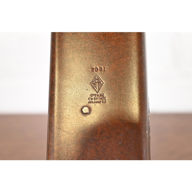 Metal Heintz Arts & Crafts Sterling Silver on Bronze Letter Rack For Sale - Image 7 of 9