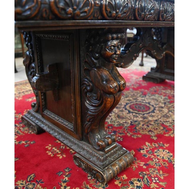 Italian Dining Table Carved Walnut 12 Seater, 1860 For Sale - Image 5 of 5